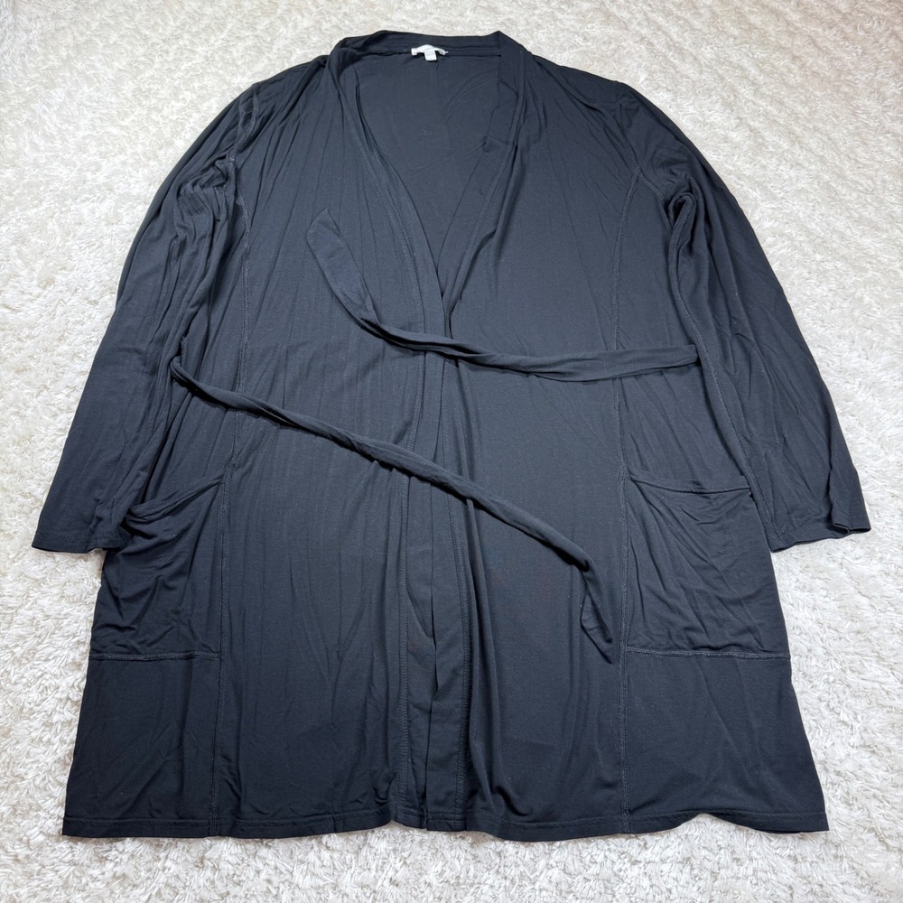 Naked Robe Women's Large Modal Black Knit Tie Lounge Wear Cozy Capsule Comfy